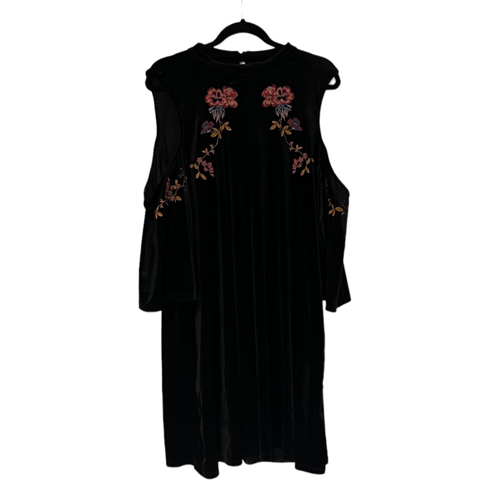 Want & Need Velour Cold Shoulder Tunic